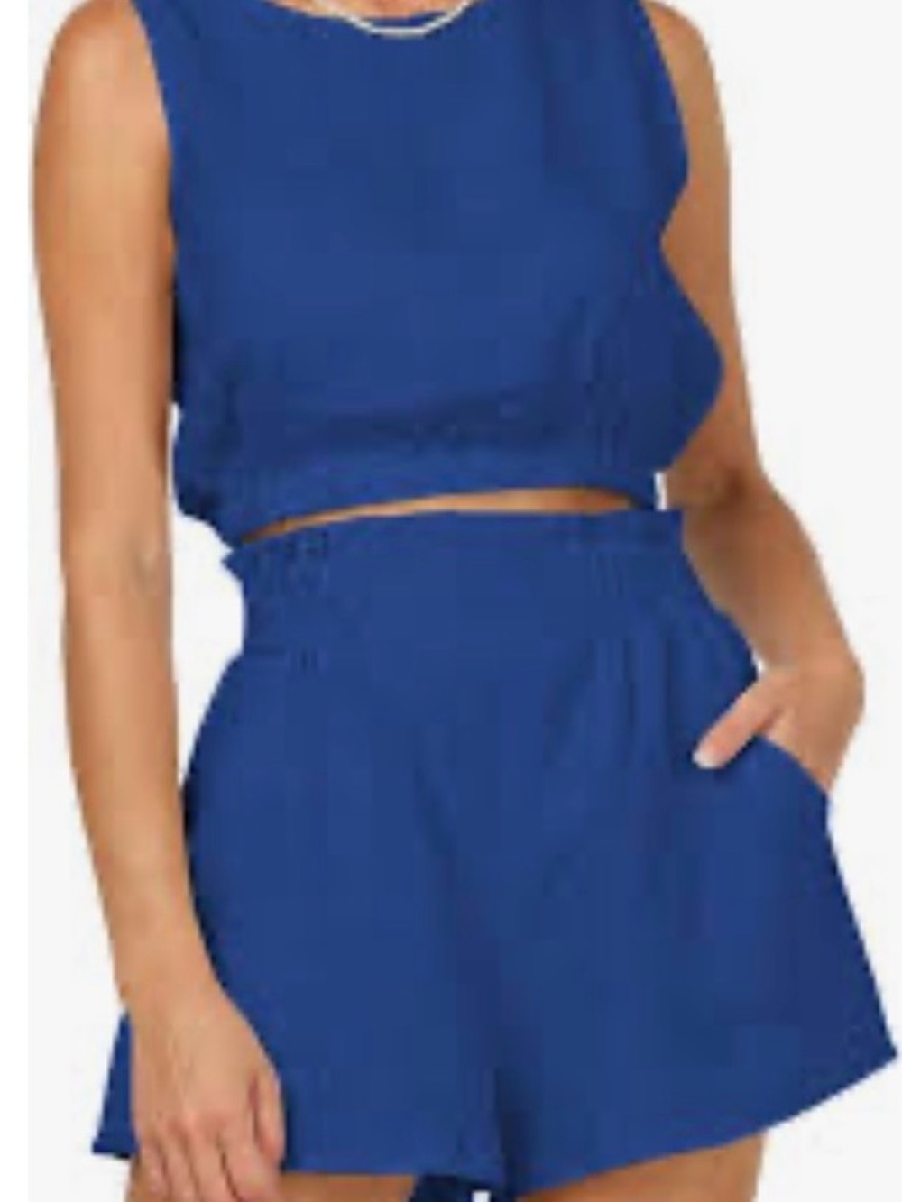 Trendy Queen Women's 2 Piece Outfit Short Set Size Med Royal Blue Boho Chic